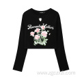 Fashion Vintage Alphabet Plant Floral Short Top